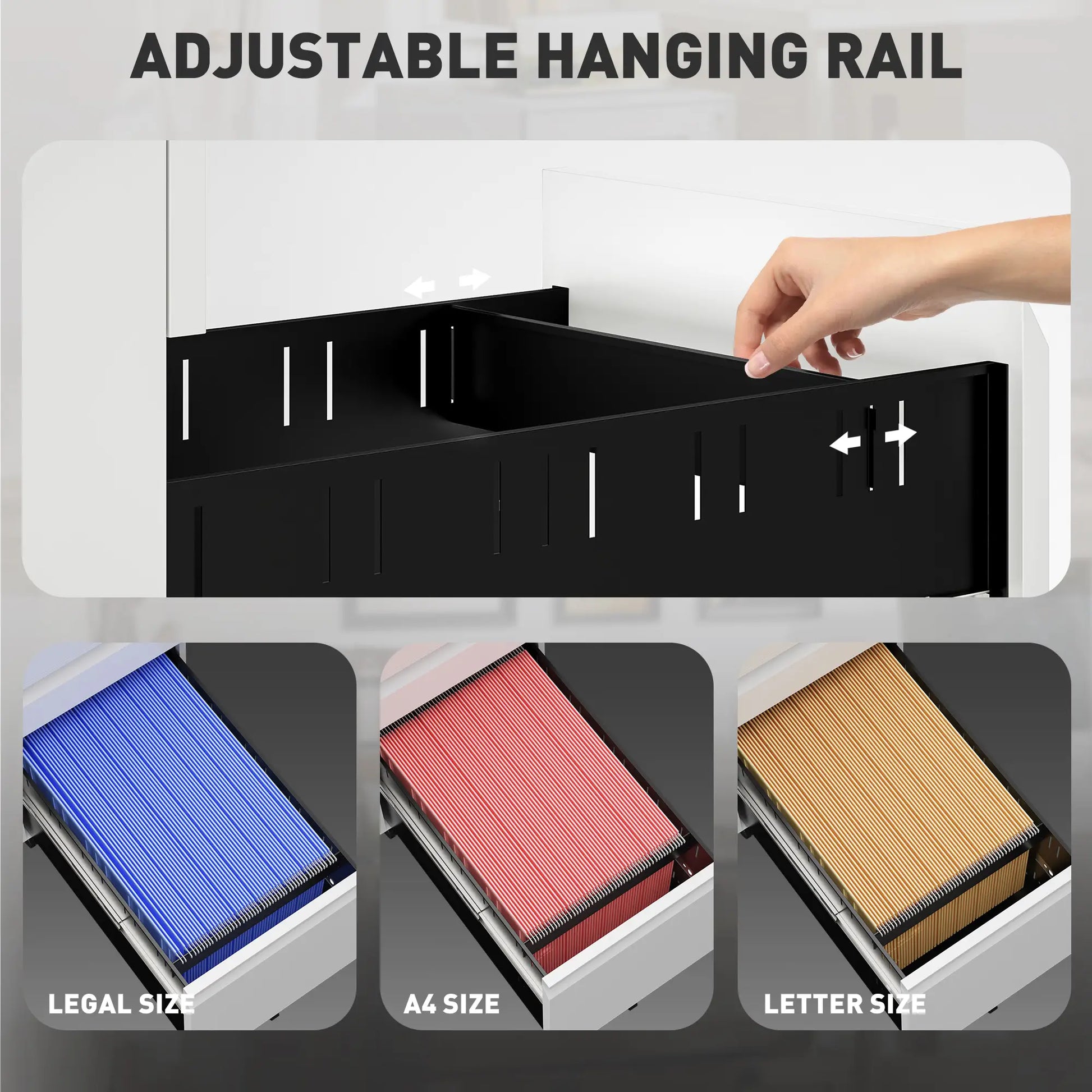 3 Drawer Steel Filing Cabinet with Lock, Hanging Bar, White Office Cabinets & Cupboards at Gallery Canada