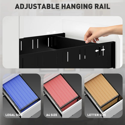 3 Drawer Steel Filing Cabinet with Lock, Hanging Bar, White Office Cabinets & Cupboards at Gallery Canada