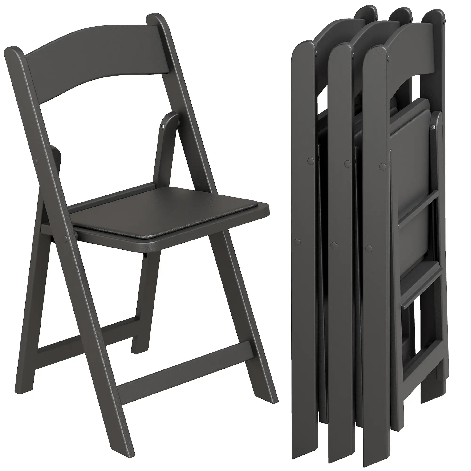 4 Pack Folding Chairs, Foldable Resin Chair with Padded Seat, Portable Indoor Outdoor Seat for Office Events Dining Dining Chairs at Gallery Canada