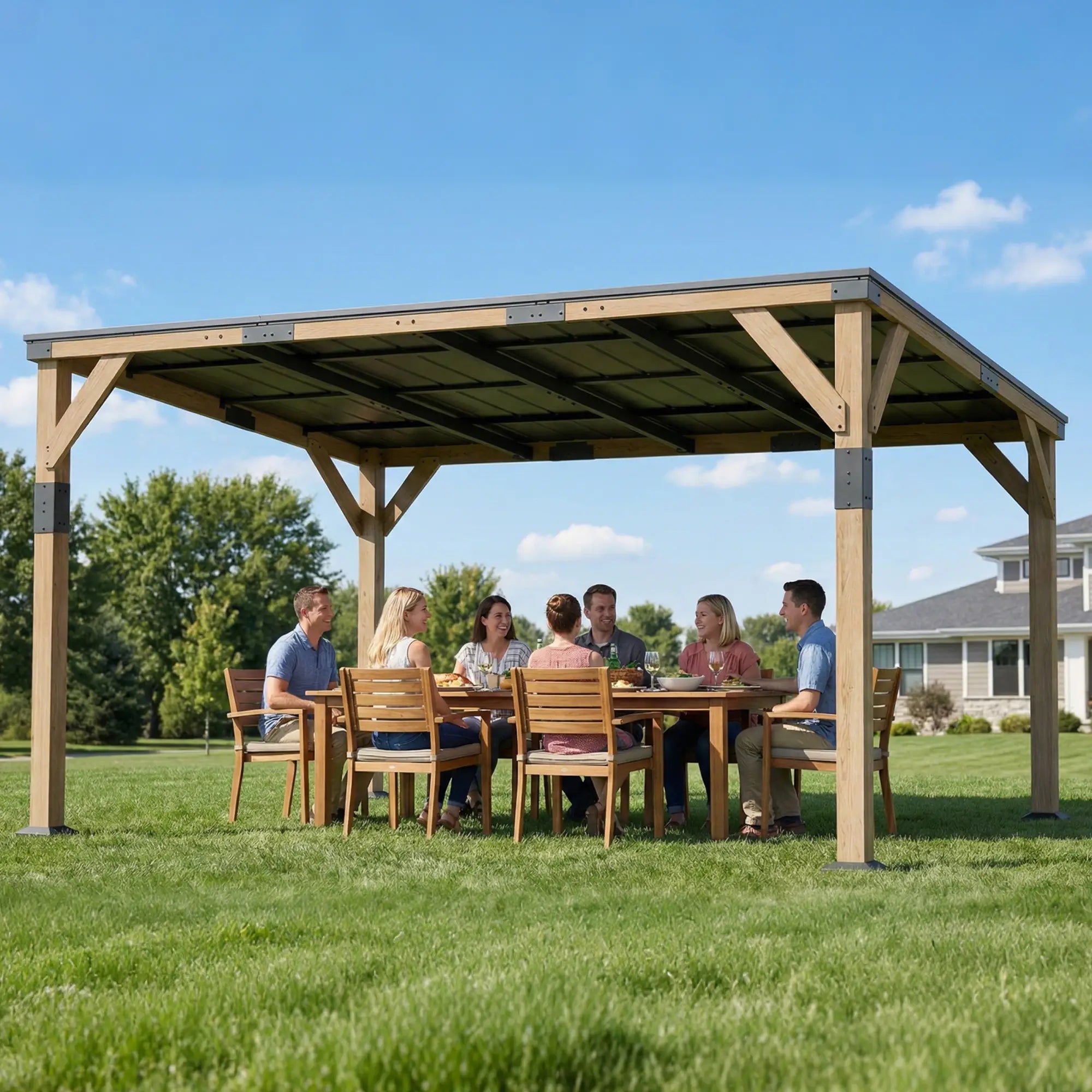 14' x 10' Galvanized Steel Hardtop Gazebo, Dark Grey Pergolas at Gallery Canada