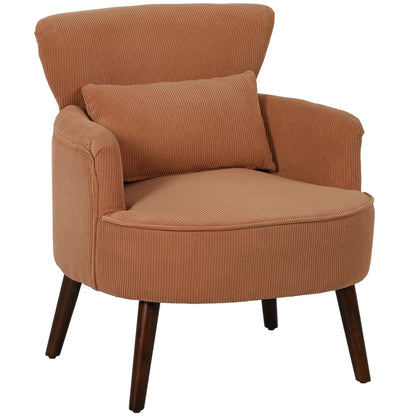 Modern Accent Chair, Upholstered Armchair, Solid Wood Legs, Lumbar Pillow, Orange Accent Chairs at Gallery Canada