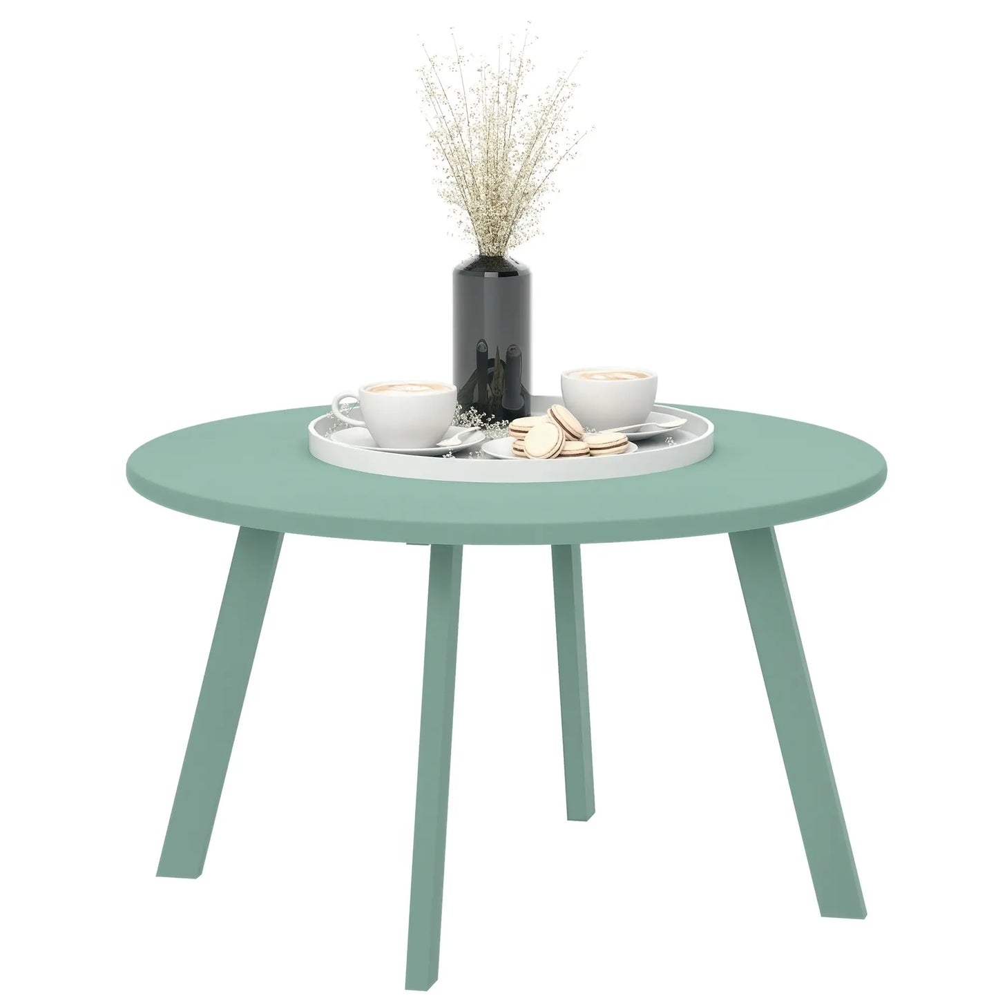 Round Outdoor Side Table, Metal Frame, Non-Slip Foot Pads, Green Patio Side Tables at Gallery Canada