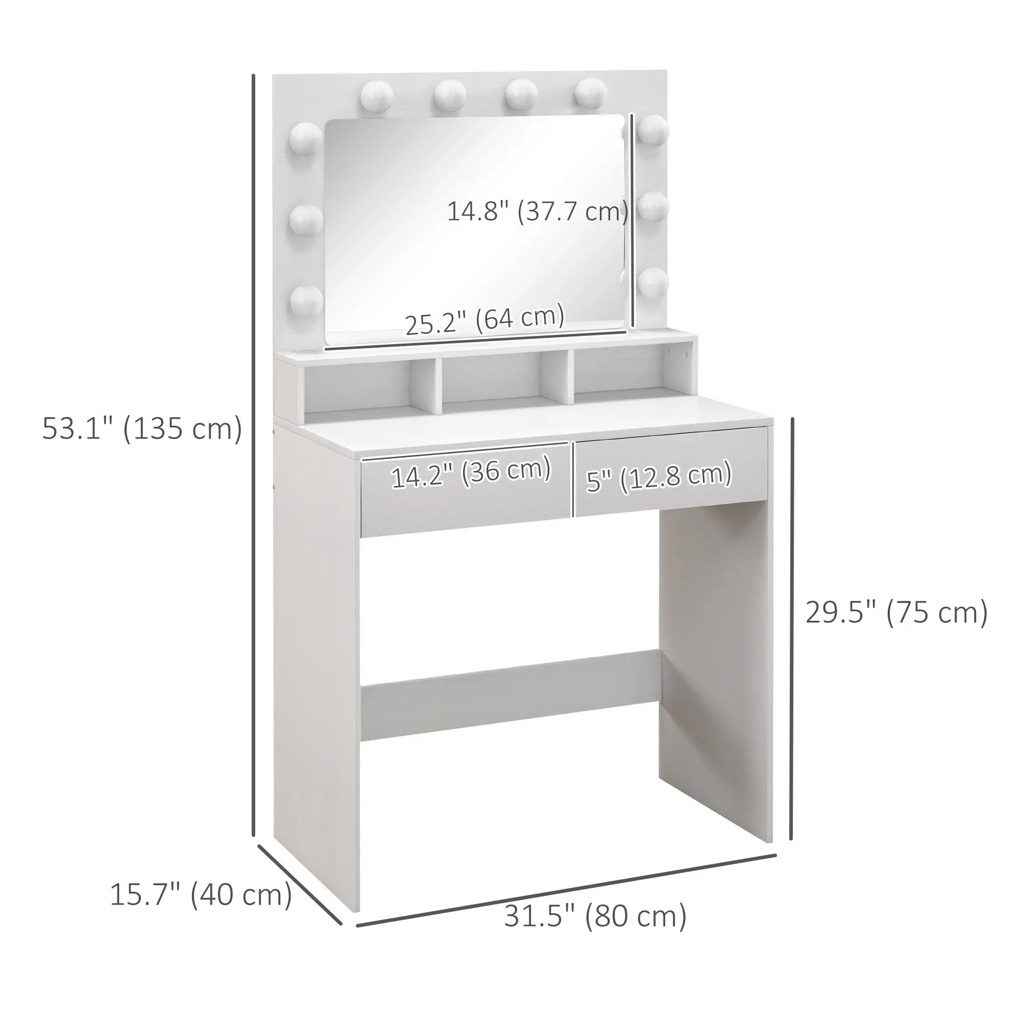 Vanity Table with LED Mirror, Drawers, for Bedroom, White Dressing & Vanity Tables at Gallery Canada