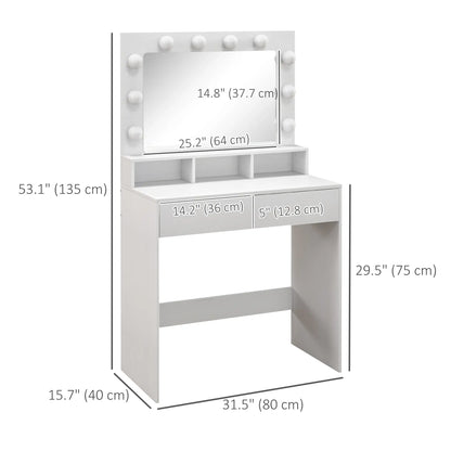 Vanity Table with LED Mirror, Drawers, for Bedroom, White Dressing & Vanity Tables at Gallery Canada