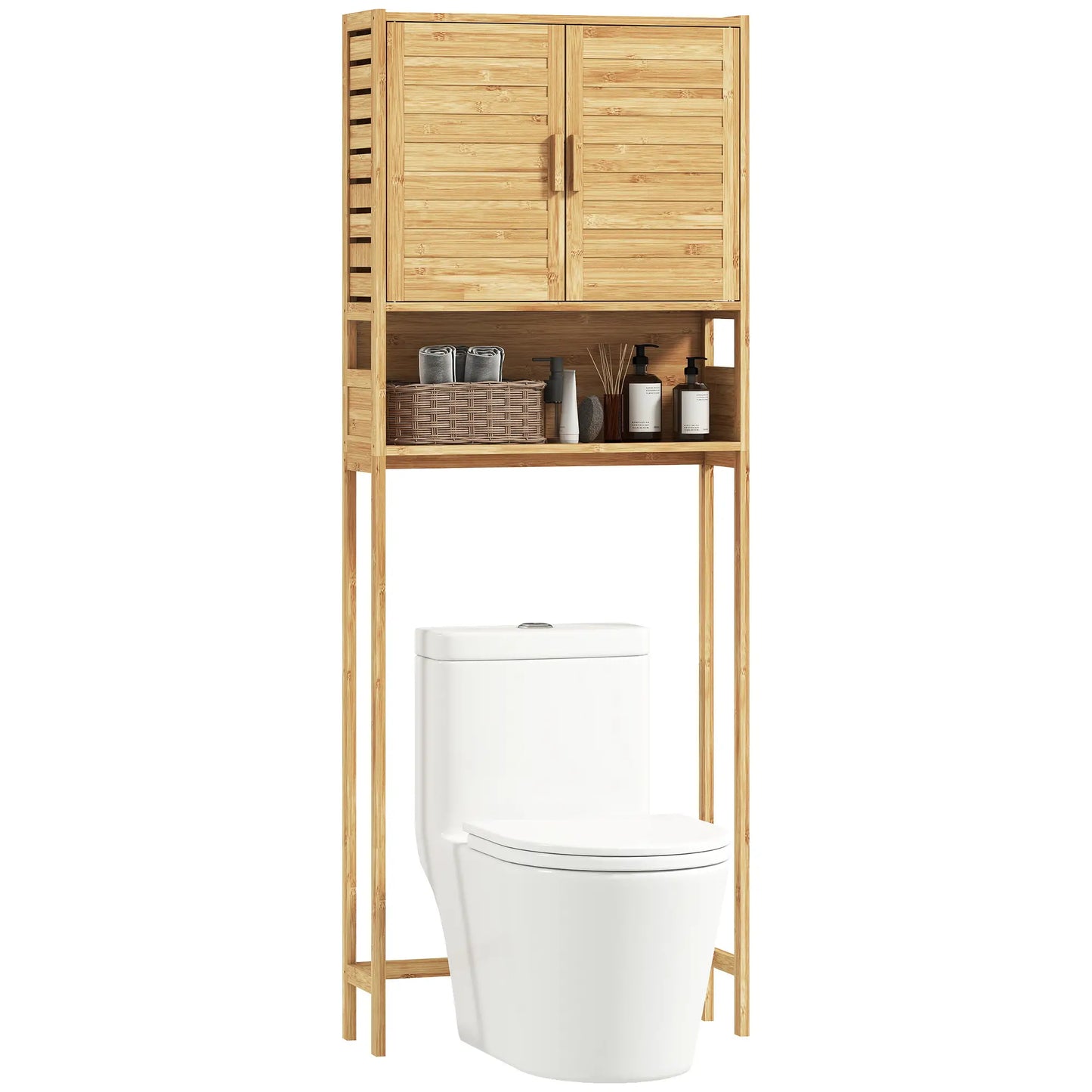 Over The Toilet Cabinet, 2 Doors, Adjustable Shelf, Natural Wood Finish Over The Toilet Storage at Gallery Canada