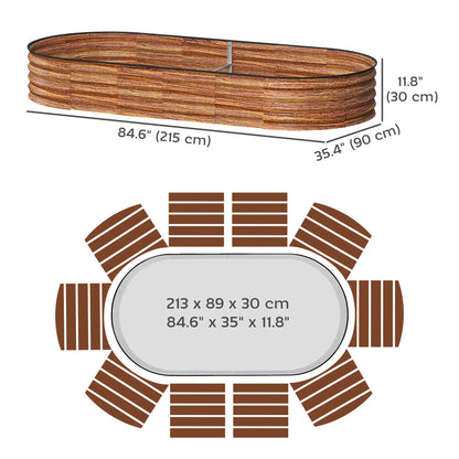 Large Outdoor Planter Box, 7' x 3' x 1', Galvanized Raised Garden Bed, Brown