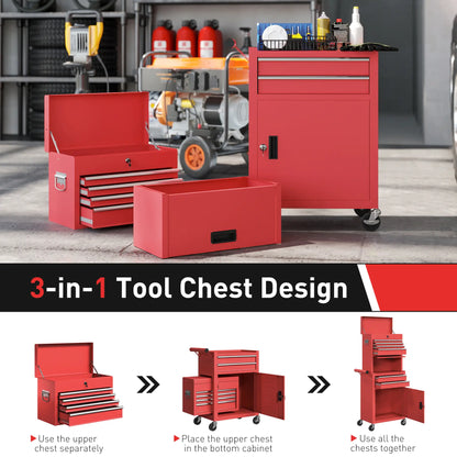 Large Tool Cabinet, 3-in-1 Rolling Chest, Storage Organizer with 6 Drawers, Red Tool Organizers at Gallery Canada