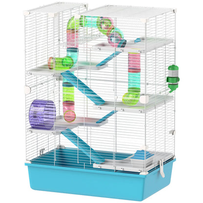 6 Tier Hamster Cage with Tunnels, Wheel, Light Blue Hamster Cages Light Blue at Gallery Canada