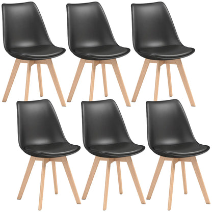 Modern Dining Table Chairs Set Of 6, Rubber Wood Kitchen Table Chairs Dining Chairs Black, Natural at Gallery Canada