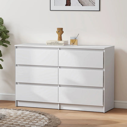 Wide 6 Drawer Dresser, Modern Clothes Storage Organizer, White Storage Cabinets at Gallery Canada