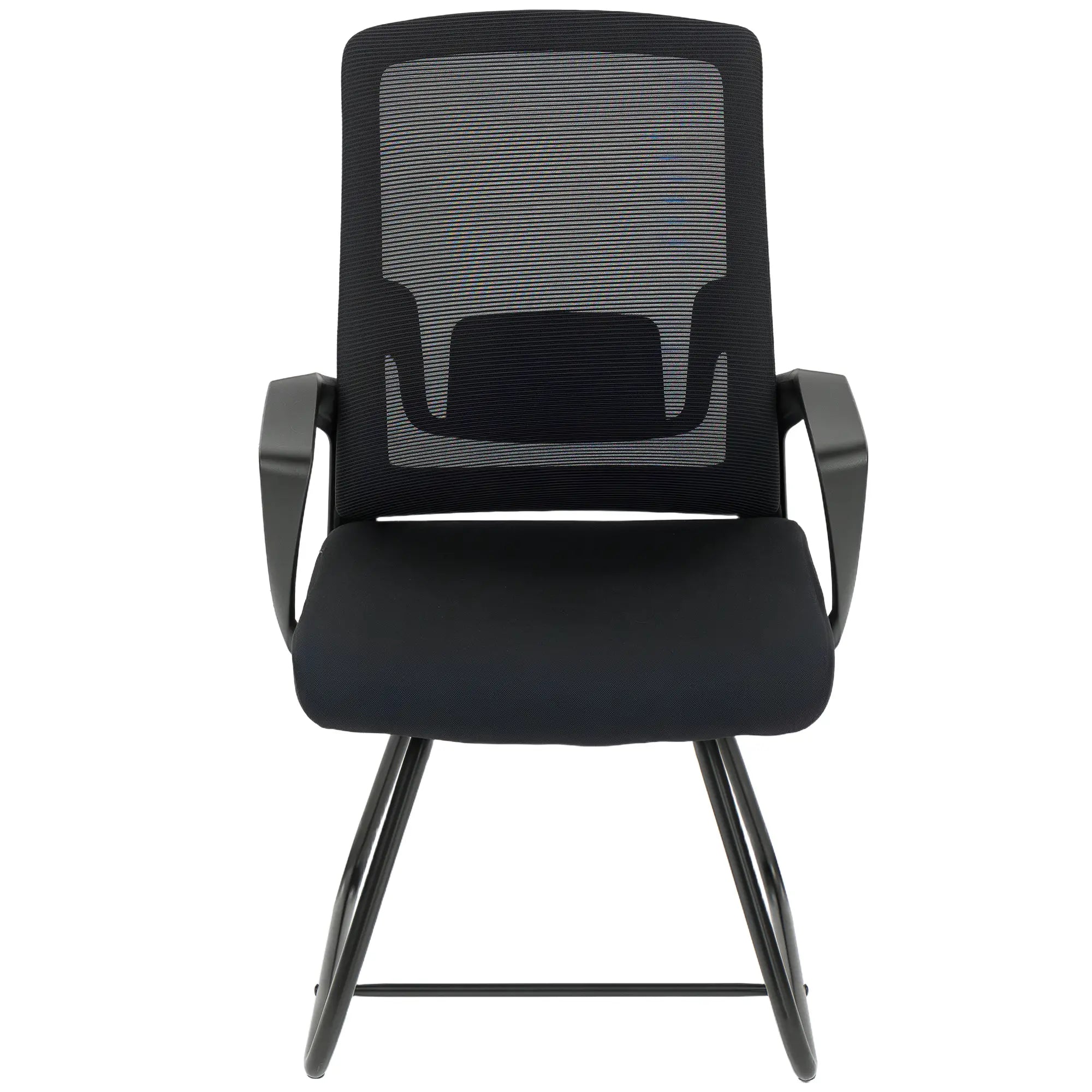 Waiting Room Chair, Desk Chair No Wheels, Mesh Back, Lumbar Support, Metal Base Task Chairs Black at Gallery Canada