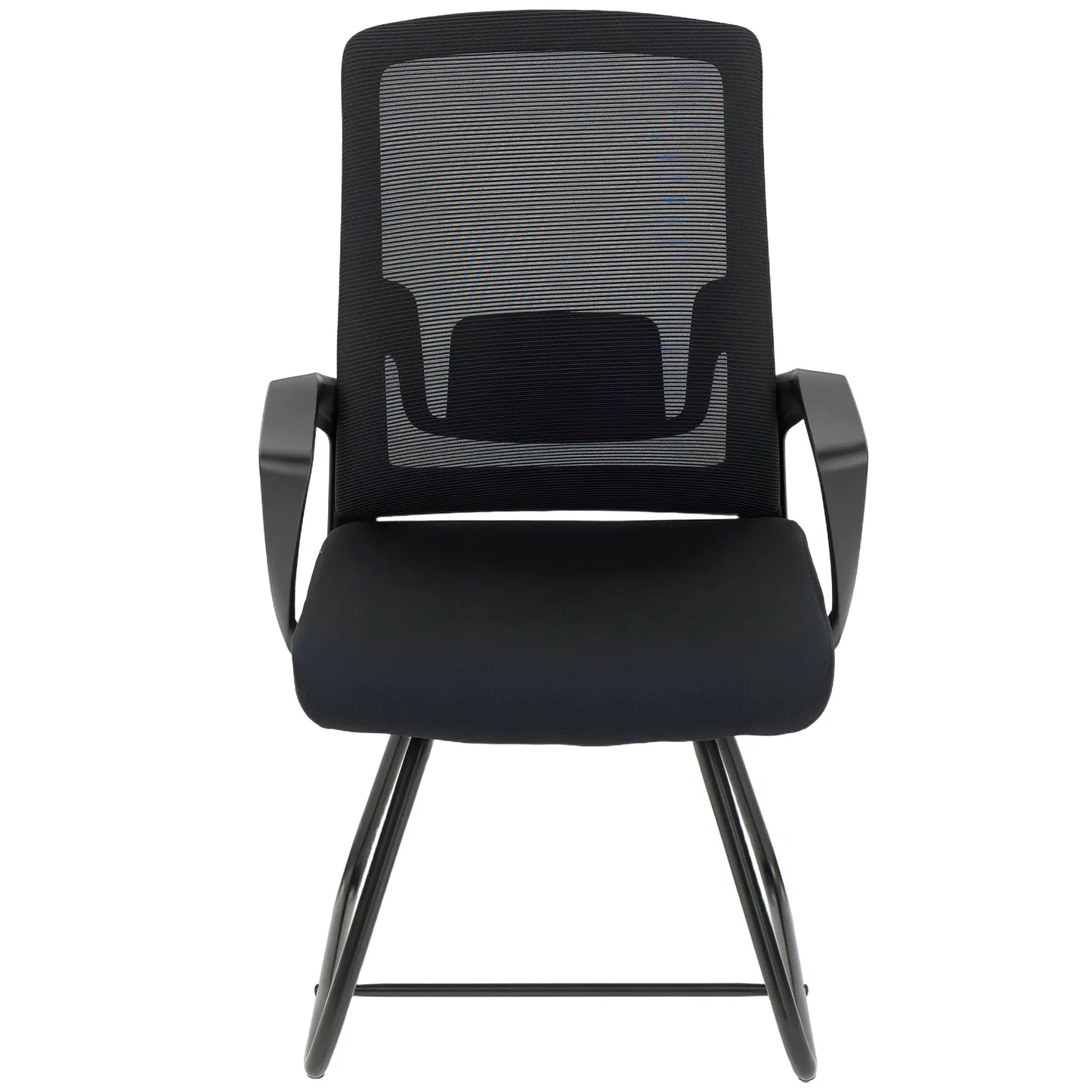 Waiting Room Chair, Desk Chair No Wheels, Mesh Back, Lumbar Support, Metal Base Task Chairs Black at Gallery Canada