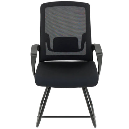 Waiting Room Chair, Desk Chair No Wheels, Mesh Back, Lumbar Support, Metal Base Task Chairs Black at Gallery Canada