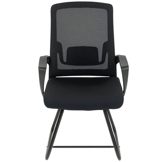Waiting Room Chair, Desk Chair No Wheels, Mesh Back, Lumbar Support, Metal Base Task Chairs Black at Gallery Canada