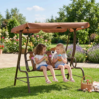2-Seat Kids Porch Swing, Adjustable Canopy, Seat Belt, Monkey Pattern, 3-6 Years, Coffee Gym Sets & Swings at Gallery Canada