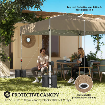 9.6 x 9.6 ft Pop Up Canopy Tent, 3 Sidewalls, UPF 50+, Khaki Pop Up Canopies at Gallery Canada