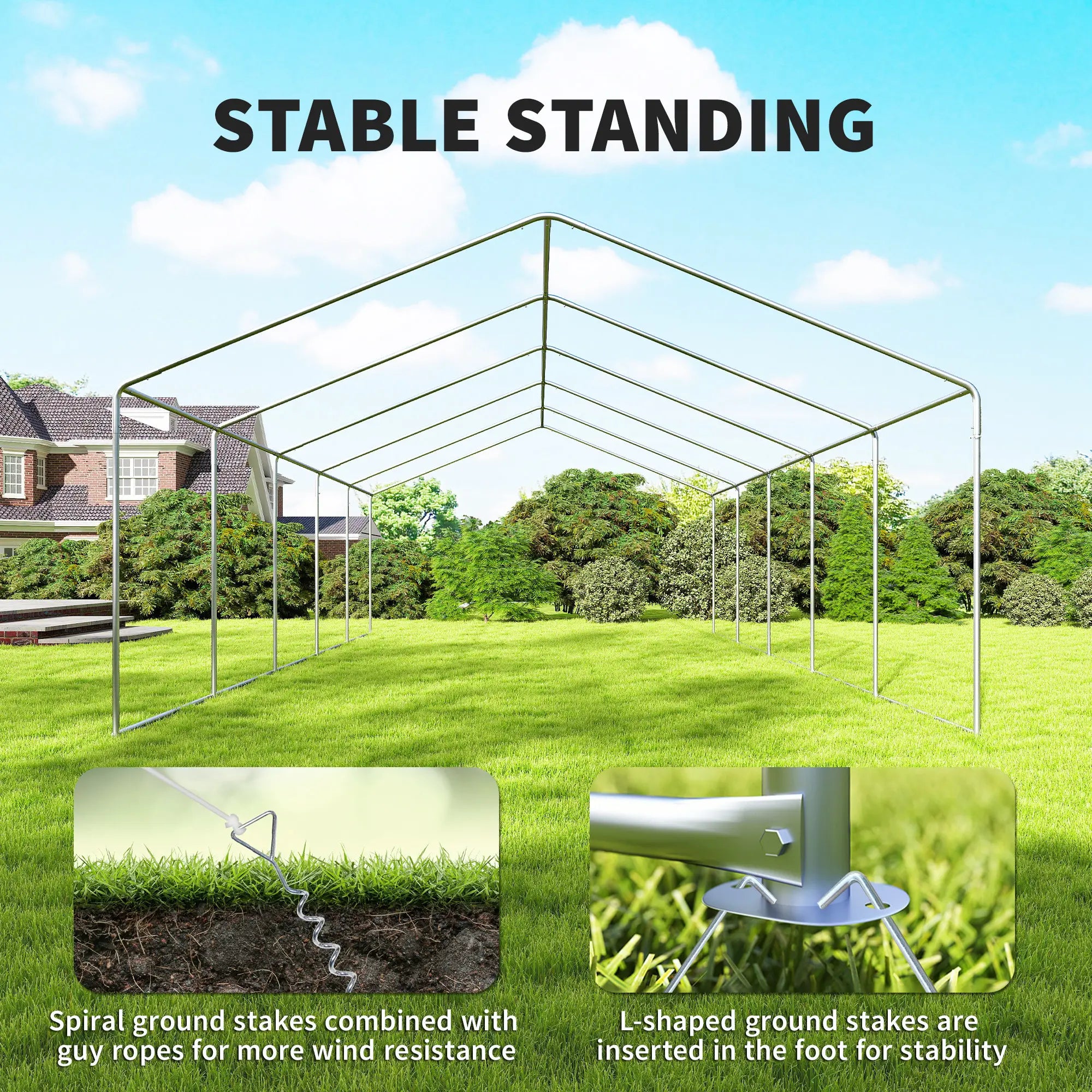 16'x32' Heavy Duty Party Tent, Portable Garage Canopy, White Canopy Tents at Gallery Canada