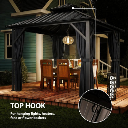 10' x 10' Hardtop Gazebo, Aluminium Frame, Galvanized Steel Roof, Dark Grey Gazebos at Gallery Canada