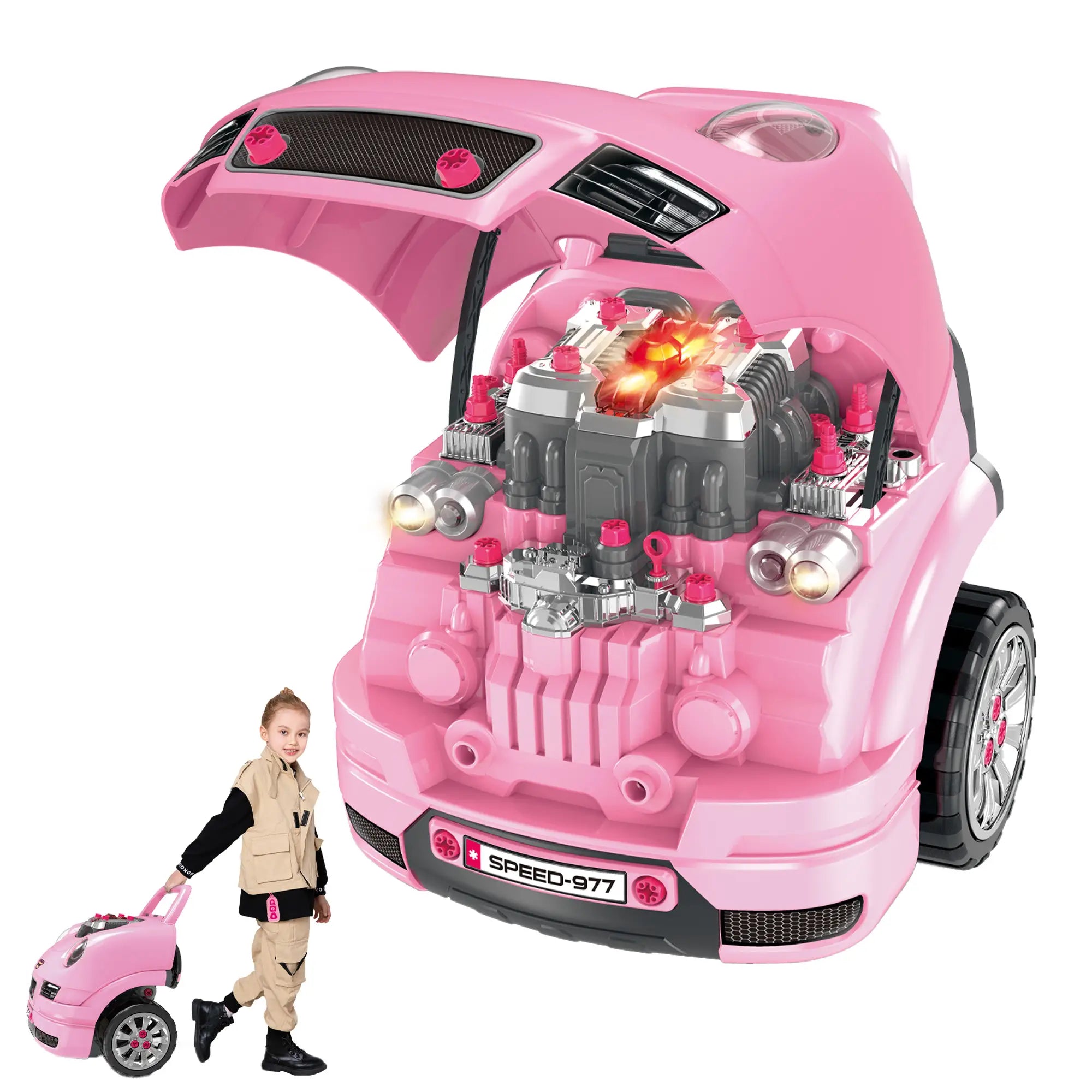 Kids Truck Engine Toy Set, Car Service Play Set, Pink Workbench Toy Sets at Gallery Canada