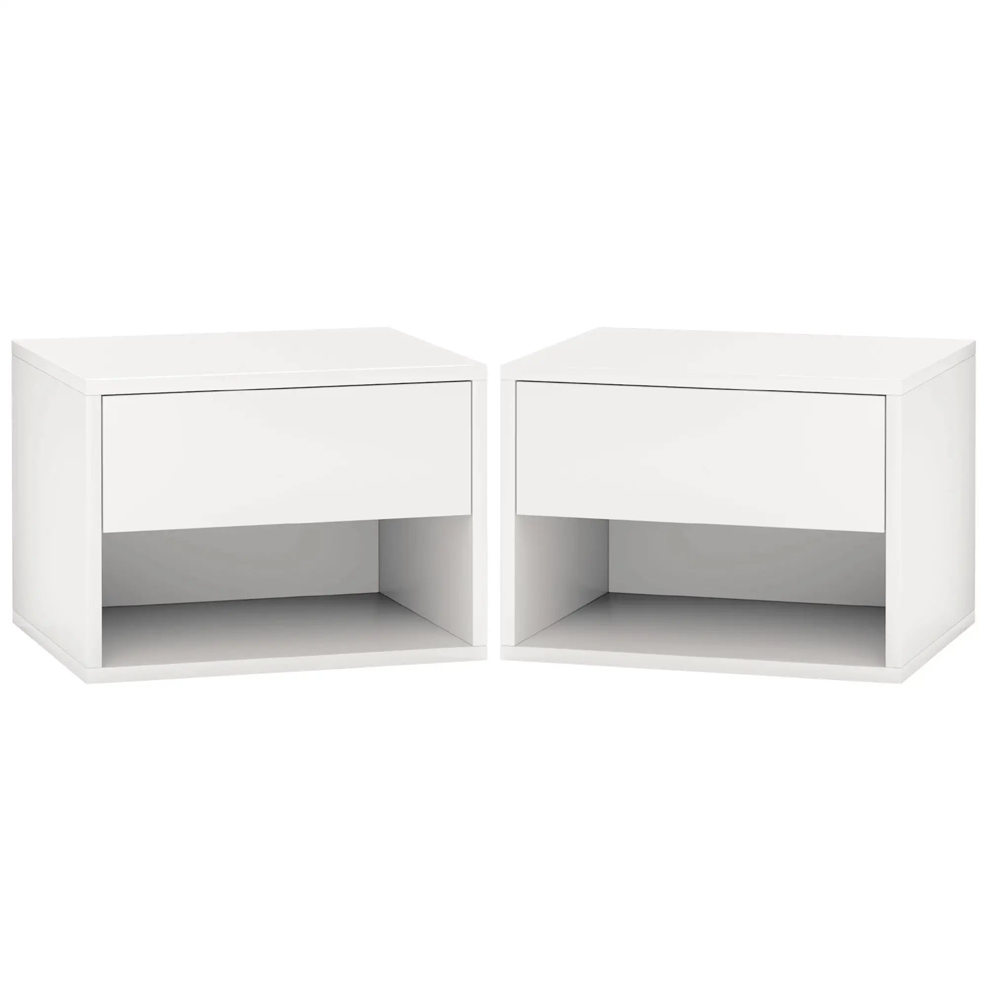 Floating Nightstand Set of 2, Wall Mounted Bedside Table, White Bedside Tables White at Gallery Canada