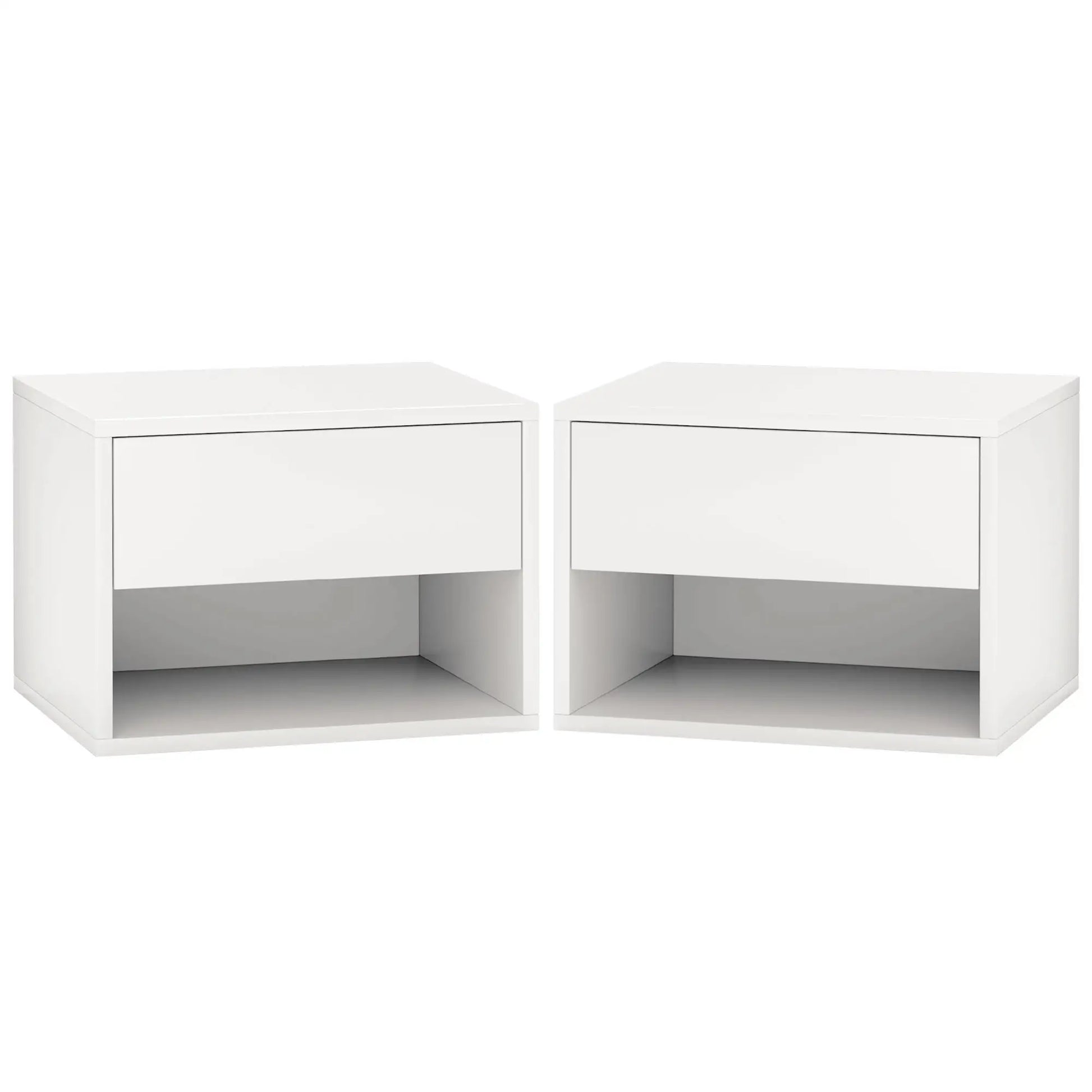 Floating Nightstand Set of 2, Wall Mounted Bedside Table, White Bedside Tables White at Gallery Canada