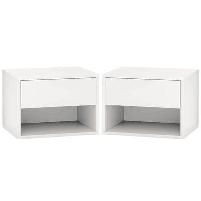 Floating Nightstand Set of 2, Wall Mounted Bedside Table, White Bedside Tables White at Gallery Canada