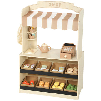 Ensemble de jeu d'épicerie en bois, 61 accessoires, nourriture jouet, caisse enregistreuse