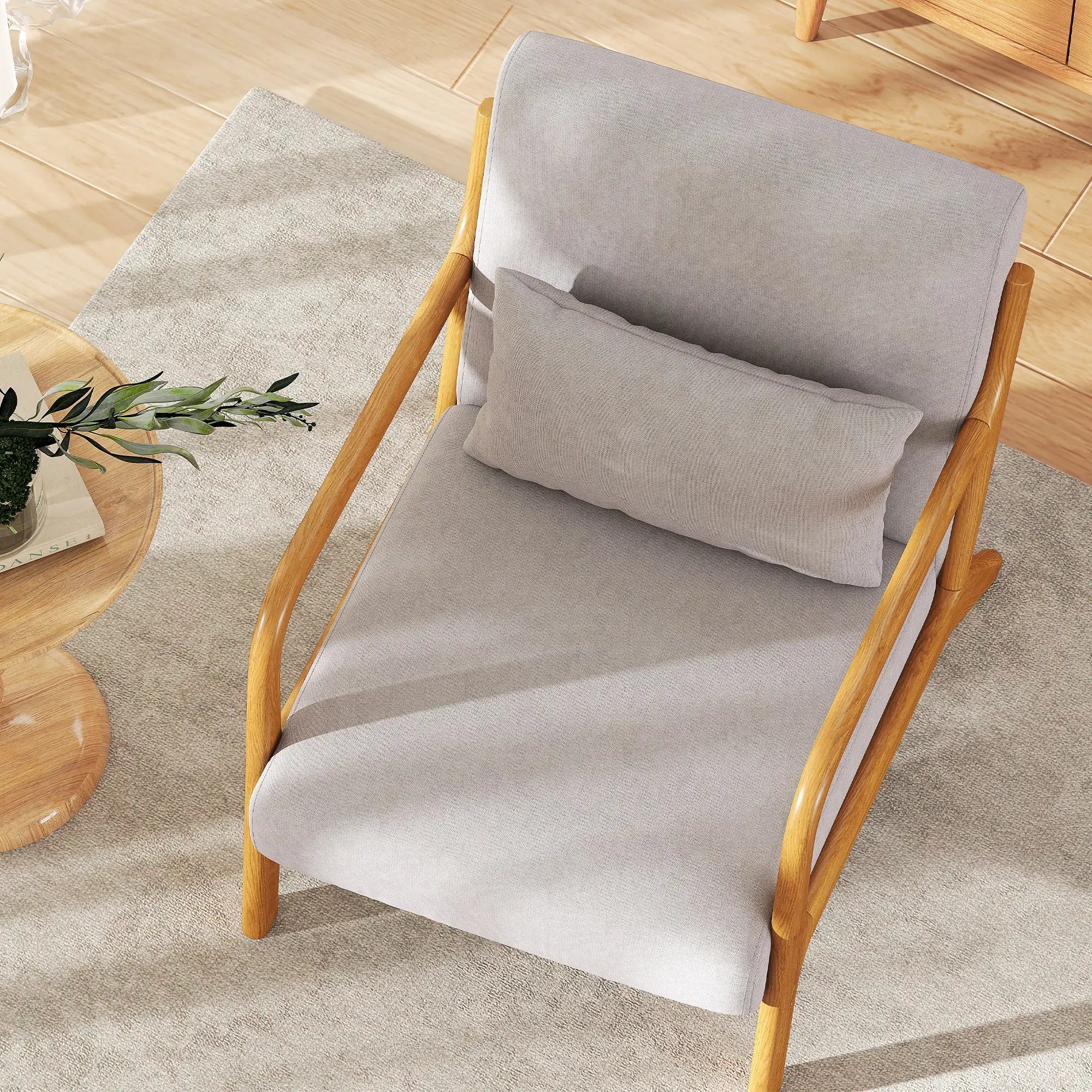 Velvet Armchair, Retro Accent Chair with Wood Legs, Grey Accent Chairs at Gallery Canada