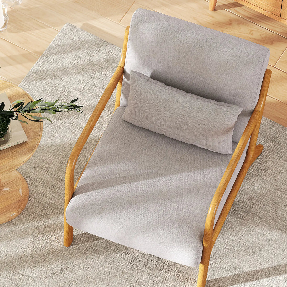 Velvet Armchair, Retro Accent Chair with Wood Legs, Grey Accent Chairs at Gallery Canada