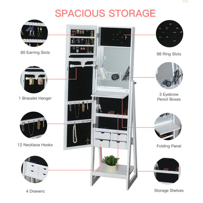 Jewellery Cabinet with Full-Length Mirror, White Jewellery Armoire & Jewellery Mirror Cabinets at Gallery Canada