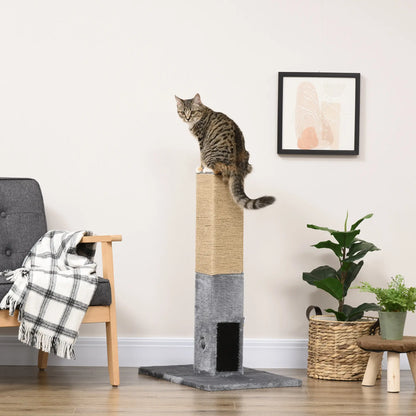 31" Tall Cat Scratching Post, Hanging Balls, Grooming Brushes, Grey Cat Posts at Gallery Canada
