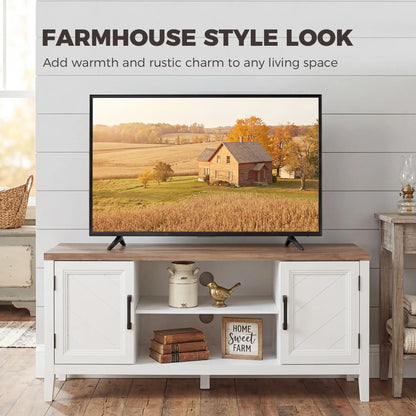 TV Stand for 55 Inch TV, Entertainment Center with Shelves, White and Brown TV Stands at Gallery Canada