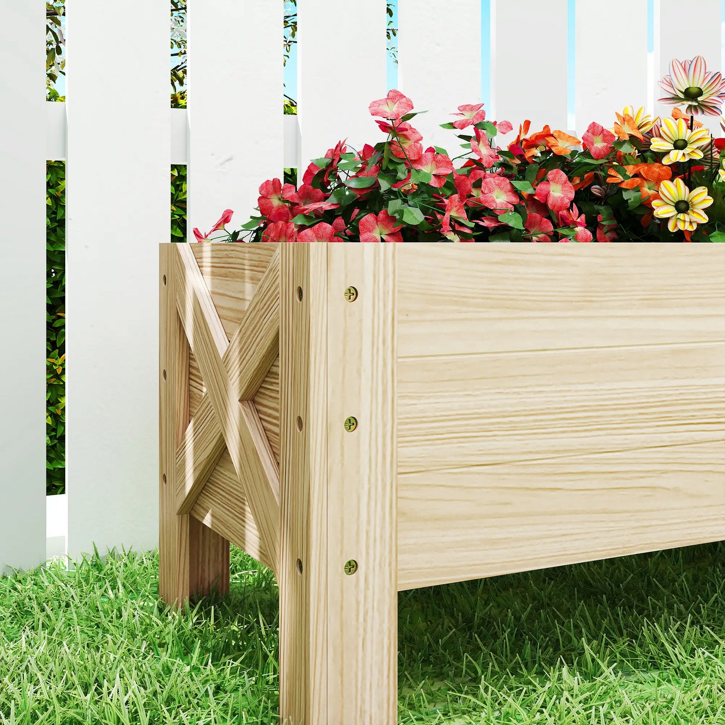 3.3 x 1.2 x 1.2 ft Raised Garden Bed Planter, Natural Wooden Planter Boxes at Gallery Canada