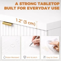 Computer Desk with Reversible Drawers, 47" White, White