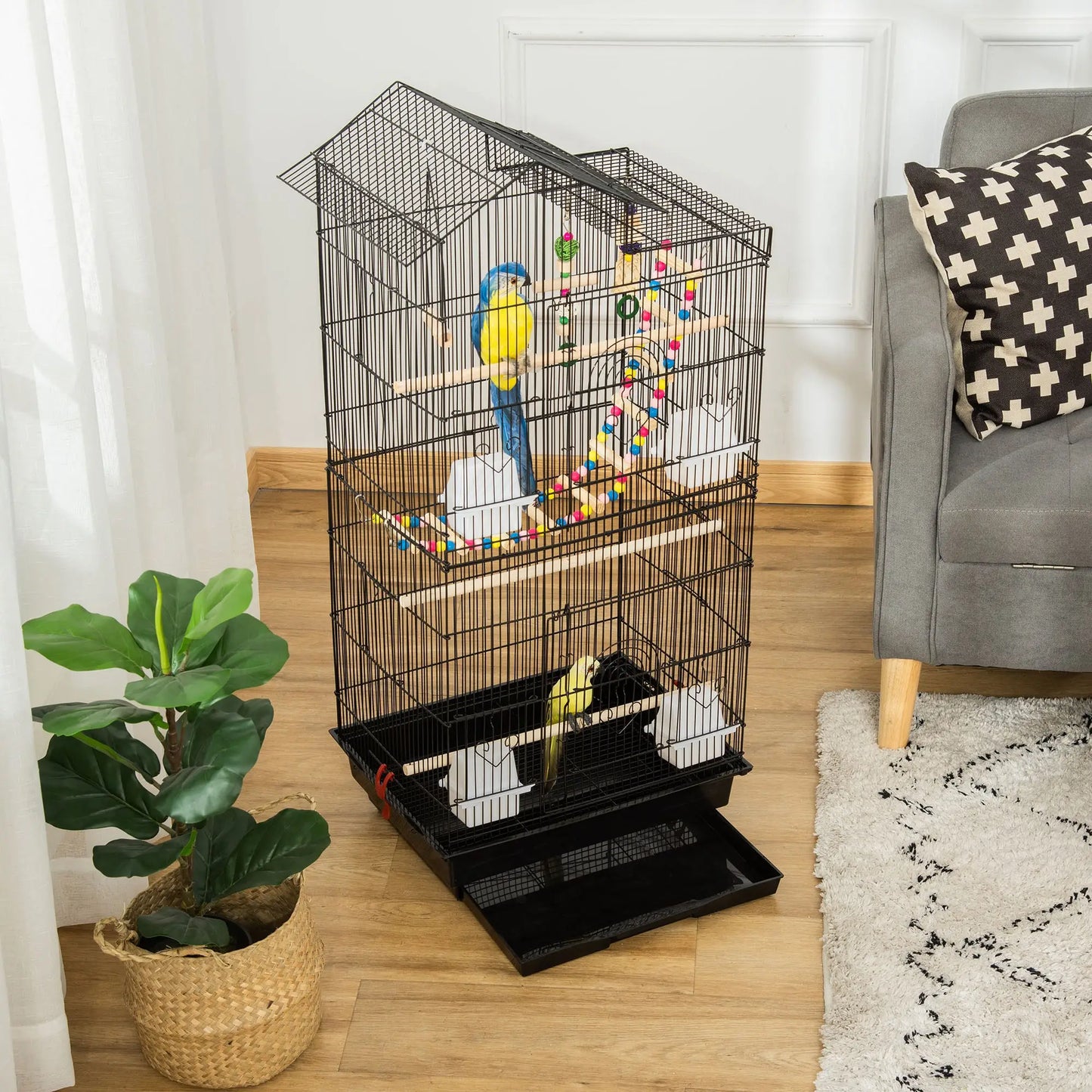39" Bird Cage for Small Birds, with Ladder, Swing, Toys, Perches Bird Cages at Gallery Canada