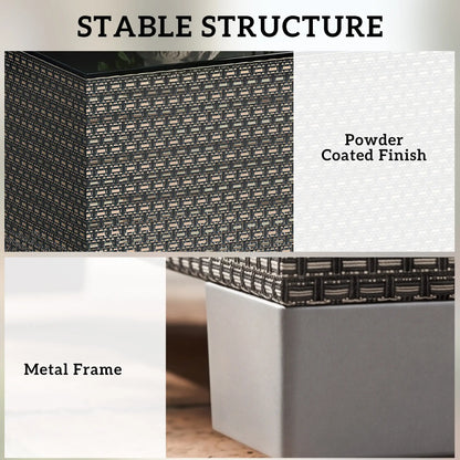 21.7" Square Patio Table, Tempered Glass Top, Black Patio Side Tables at Gallery Canada