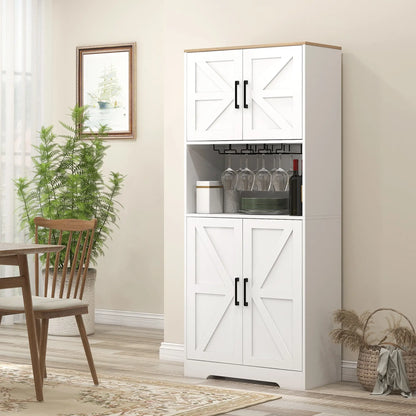 Farmhouse Kitchen Pantry, 68" Freestanding Cabinet, White Kitchen Pantry Cabinets at Gallery Canada