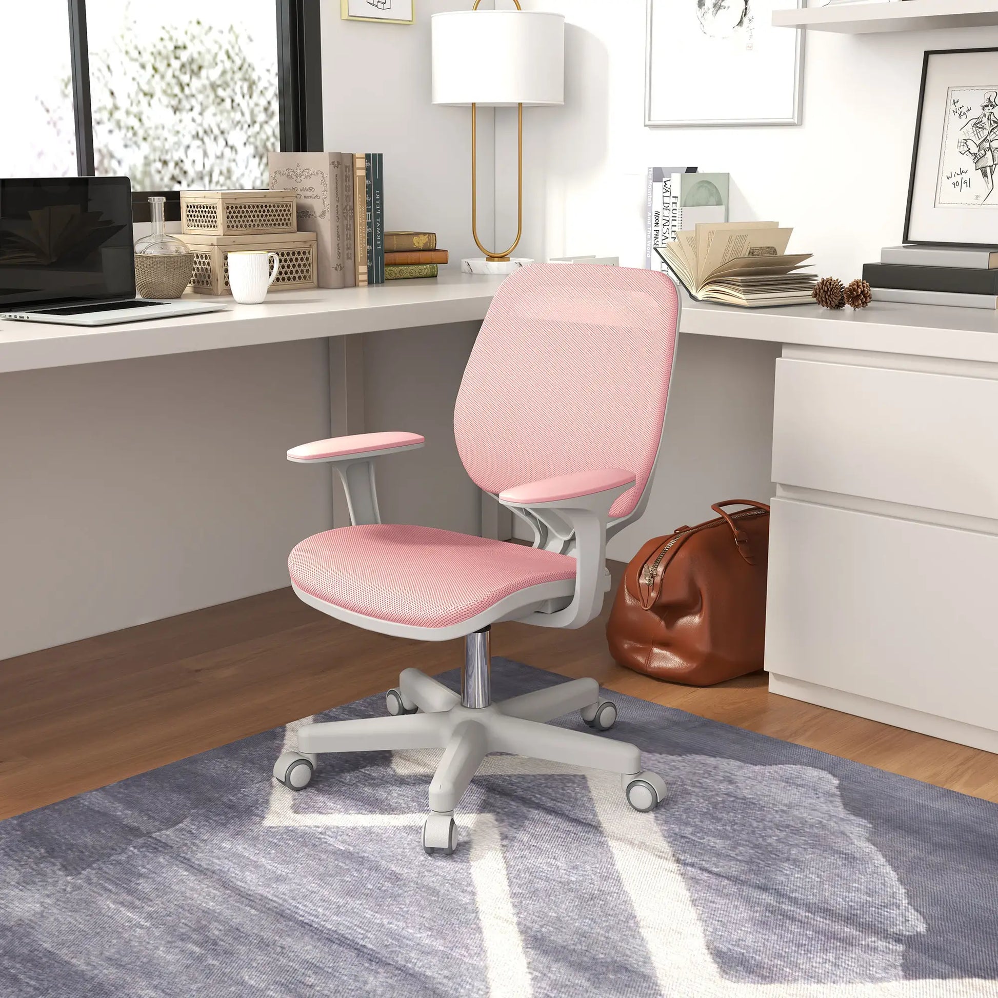 Mesh Back Office Chair, Swivel Castors, Arm, Small, Pink Task Chairs at Gallery Canada