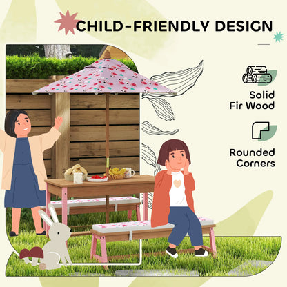 Kids Picnic Table With Bench, Removable Umbrella, Flamingo Theme, Pink Kids Outdoor Furniture at Gallery Canada