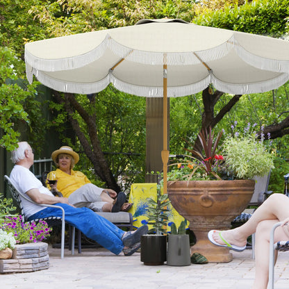 9FT Patio Umbrella, UPF 30+, Crank, 8 Ribs, Push Button Tilt, Cream White Patio Umbrellas at Gallery Canada