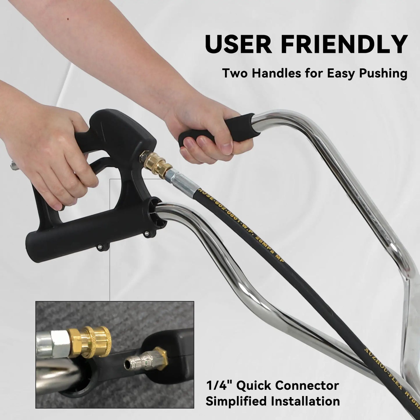18" Pressure Washer Surface Cleaner, 4 Wheels, Stainless Steel, 1/4" Quick Connector, 2 Handles, 3600 PSI, Silver Garden Accessories at Gallery Canada