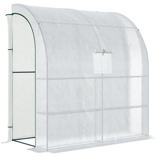 7' x 3' x 7' Walk-In Greenhouse, Roll-Up Mesh Windows, Zipper Door, White Walk In Greenhouses White at Gallery Canada