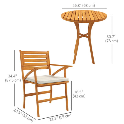 3 Piece Patio Set, Small Wooden Table and Chairs, Brown Bistro Sets at Gallery Canada