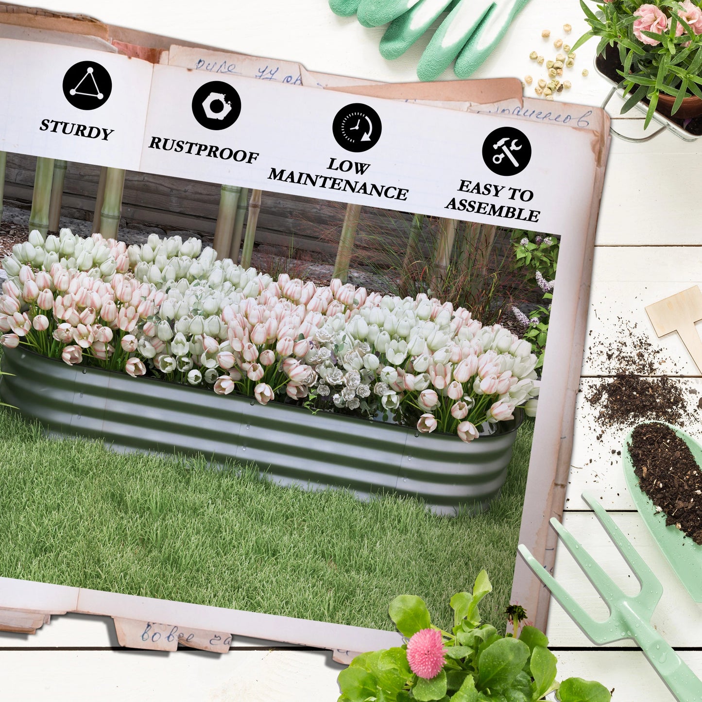 4.9 x 2 x 1ft Galvanized Raised Garden Bed, Metal Planter Box, Silver Galvanized Planter Boxes at Gallery Canada