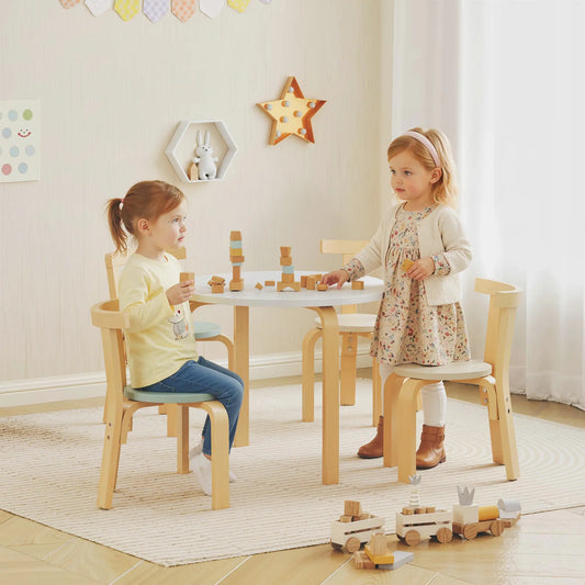 Wooden Kids Table and Chairs Set, Toddler Set for 3-8 Years, Green Kids Table Sets White, Green, Cream White at Gallery Canada