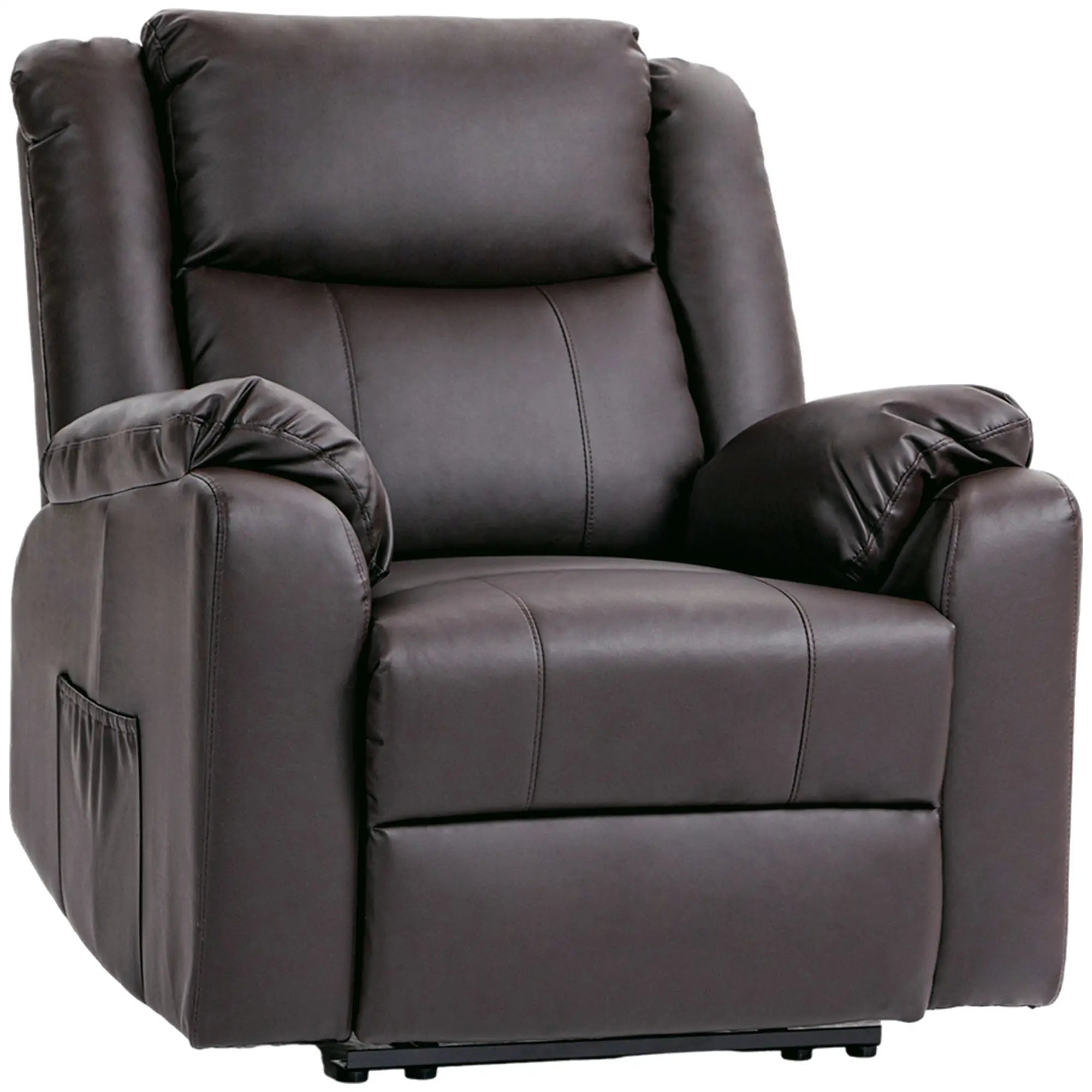 PU Leather Reclining Chair, Recliner Chair for Living Room with Footrest and 2 Side Pockets, Brown Single Sofas at Gallery Canada