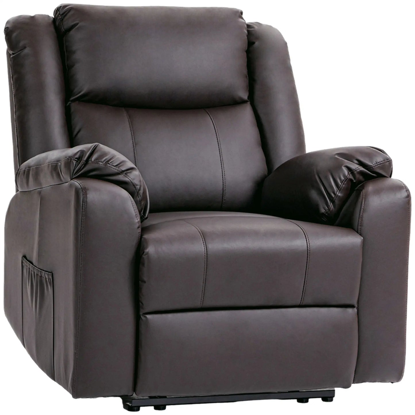 PU Leather Reclining Chair, Recliner Chair for Living Room with Footrest and 2 Side Pockets, Brown Single Sofas at Gallery Canada