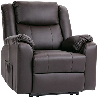 PU Leather Reclining Chair, Recliner Chair for Living Room with Footrest and 2 Side Pockets, Brown Single Sofas at Gallery Canada