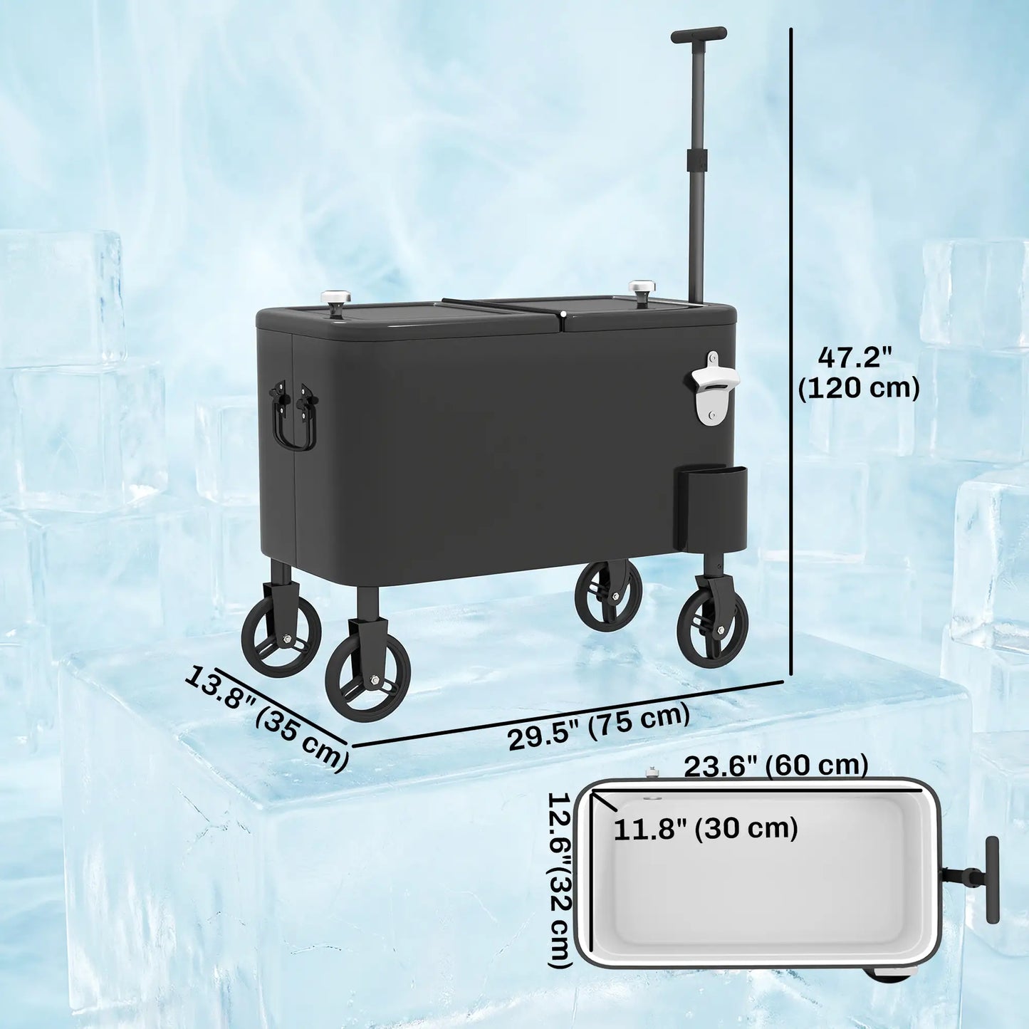60-Qt Outdoor Patio Cooler Cart, Rolling Ice Chest, Black Cooler Boxes at Gallery Canada