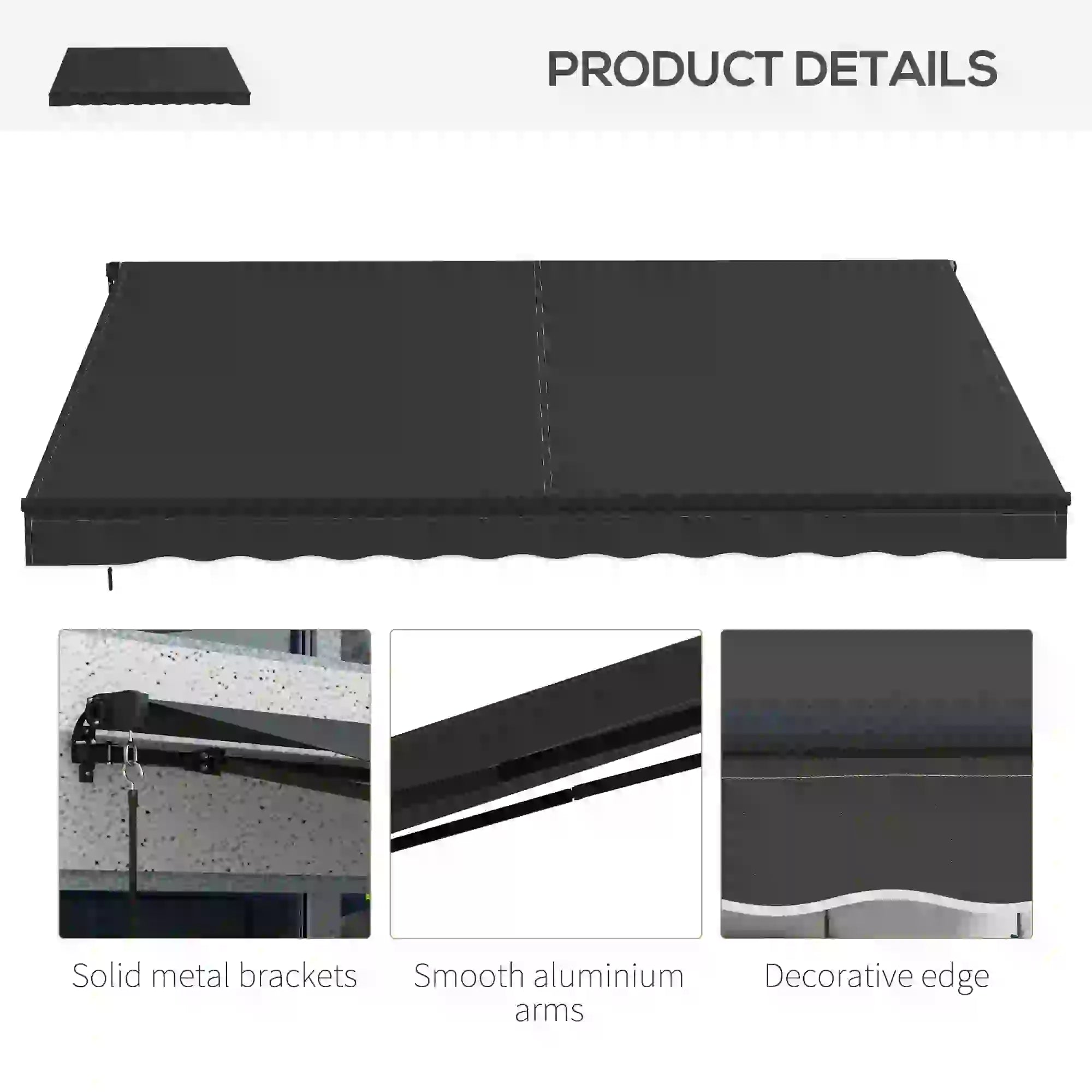 12' x 10' Retractable Awning, UV Resistant Sunshade, Black Patio Awnings at Gallery Canada